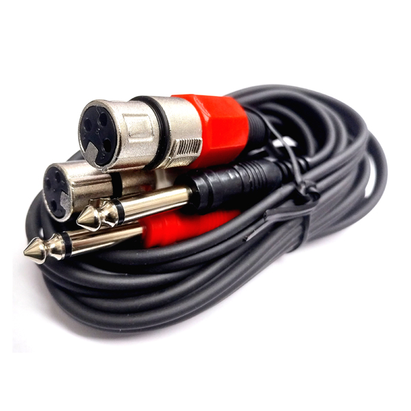 Image of 2 x FEMALE XLR CONNECTORS TO 2  0.25in. JACK PLUGS.