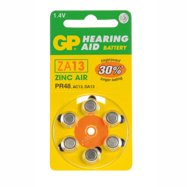 Image of GP HEARING AID BATTERY PACK OF 6 - ZA13 (ORANGE) PR48