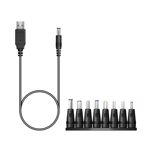Image of USB TO 2.1mm DC POWER PLUG with 8 ADAPTORS - 1 METRE