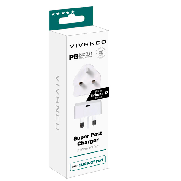 Image of VIVANCO USB TYPE C 20 WATT CHARGER