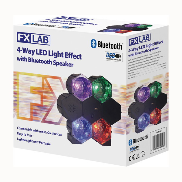 Image of FXLAB 4 WAY LED DISCO LIGHT & BLUETOOTH SPEAKER