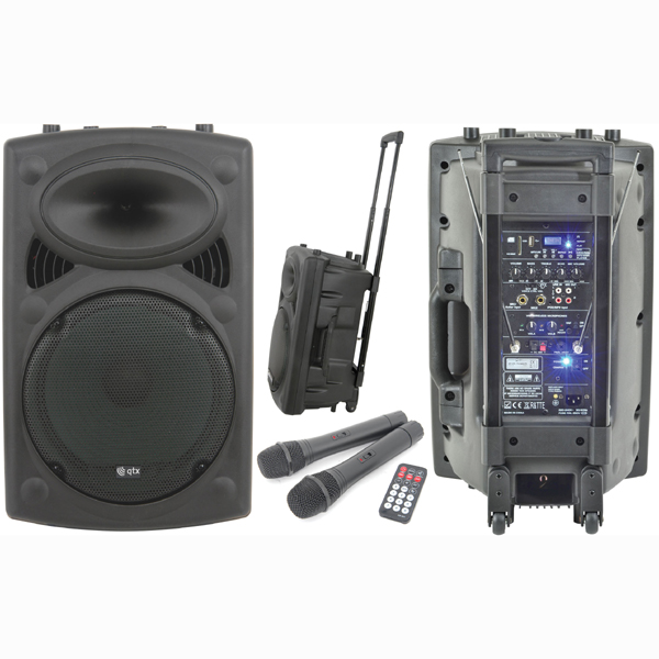 Image of QR12PABT PORTABLE PA SYSTEM WITH TWIN VHF RADIO MICS