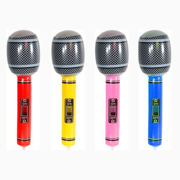 Image of PACK OF 4 INFLATABLE MICROPHONES 30cm