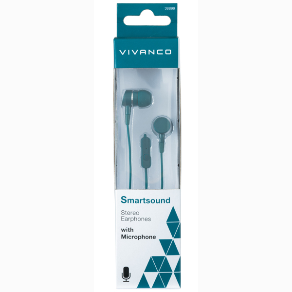 Image of VIVANCO SMARTSOUND STEREO EARPHONES + MICROPHONE - PETROL