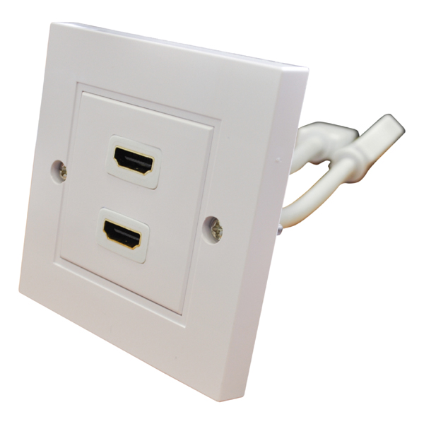 Image of EAGLE HDMI WALL PLATE WITH FLY LEADS - DOUBLE