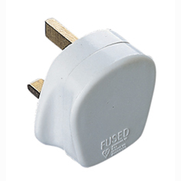 Image of UK QUICKFIT 3 PIN PLUG TOP - 13 AMP FUSED (WHITE)