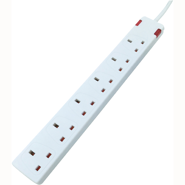 Image of EXTENSION - 6 GANG/13A/2m (WHITE)