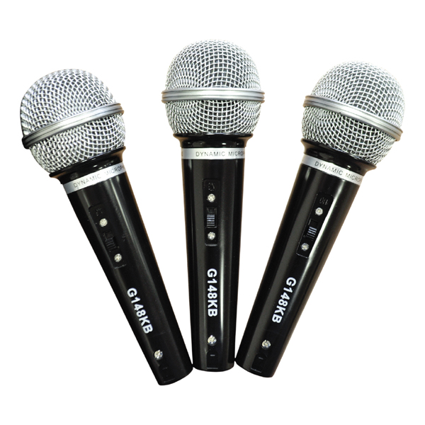 Image of SOUNDLAB SET OF 3 PLASTIC MICS, CLIPS & LEADS IN CARRY CASE