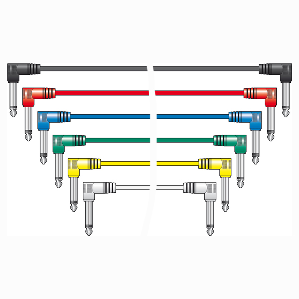 Image of PATCH LEAD - PACK OF 6 x 1m LEADS - RIGHT ANGLED PLUGS