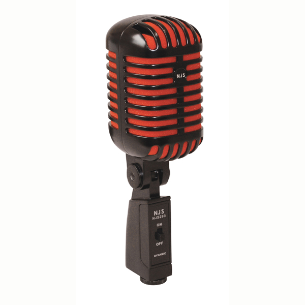 Image of NJS RETRO 50 S STYLE DYNAMIC MICROPHONE - BLACK/RED FOAM