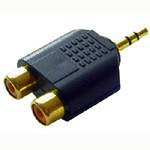 Image of 3.5 mm STEREO TO 2 x PHONO SOCKET - GOLD
