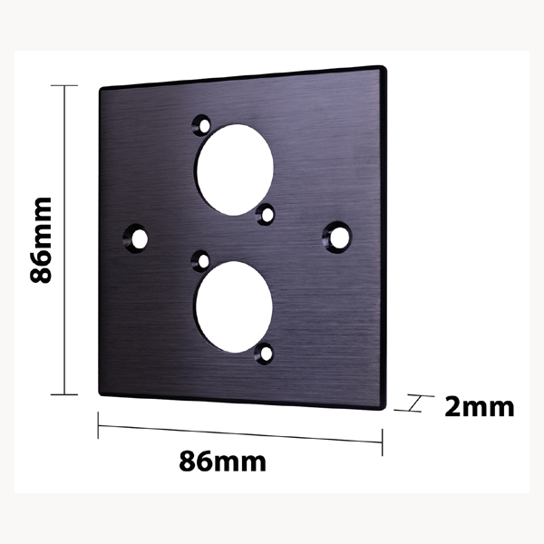 Image of BLACK WALL PLATE - 2 x D SERIES HOLE