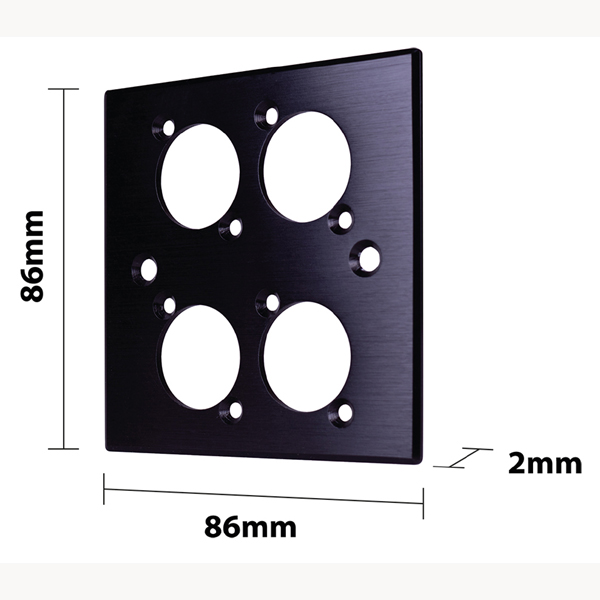 Image of BLACK WALL PLATE - 4 x D SERIES HOLE
