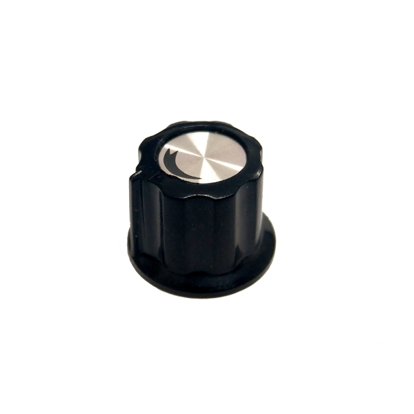 Image of POTENTIOMETER KNOB - BLACK WITH SILVER INSERT