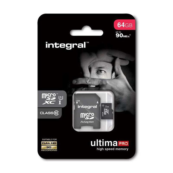 Image of INTEGRAL MICRO SD CARD & SD ADAPTOR CLASS 10 - 64GB