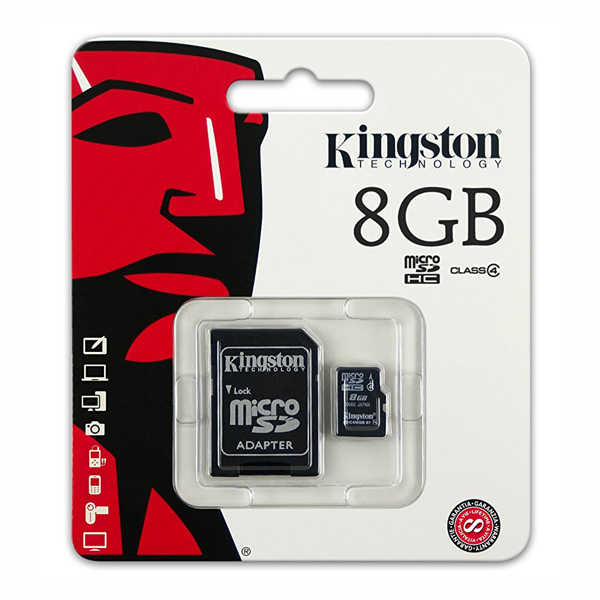 Image of KINGSTON SD CARD 8GB - WITH MICRO ADAPTOR. CLASS 10