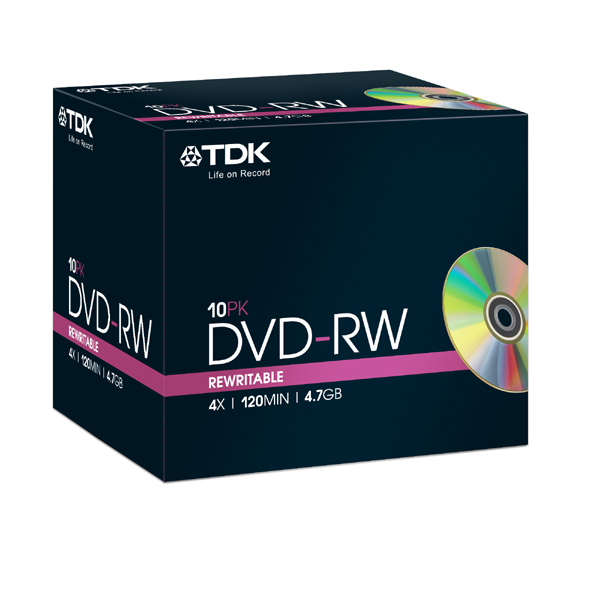 Image of TDK DVD-RW PACK OF 10 4.7GB
